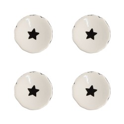 Clayre & Eef Door Knob Set of 4 Ø 4 cm Beige Ceramic Star