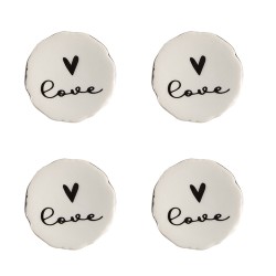 Clayre & Eef Door Knob Set of 4 Ø 4 cm Beige Ceramic Heart