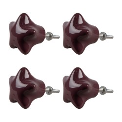 Clayre & Eef Türknauf 4er Set Stern Ø 4 cm Violett Keramik