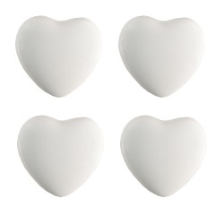 Clayre & Eef Pomello set di 4 Cuore Ø 4 cm Bianco Ceramica