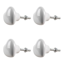 Clayre & Eef Door Knob Set of 4 Heart Ø 4 cm White Ceramic