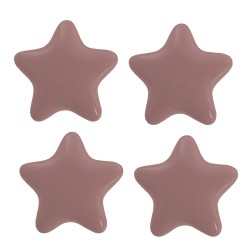 Clayre & Eef Poignée de porte set de 4 Étoile Ø 4 cm Rose Céramique