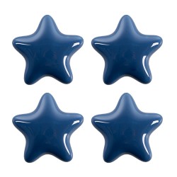 Clayre & Eef Deurknop Set van 4 Ster Ø 4 cm Blauw Keramiek