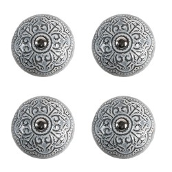 Clayre & Eef Door Knob Set of 4 Ø 4 cm Grey Ceramic