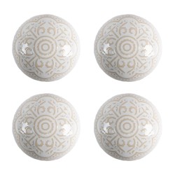 Clayre & Eef Door Knob Set of 4 Ø 4 cm Beige Ceramic