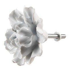 Clayre & Eef Door Knob Flower Ø 6cm White Ceramic