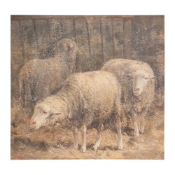 Clayre & Eef Schilderij  50x3x50 cm Bruin Canvas Schaap