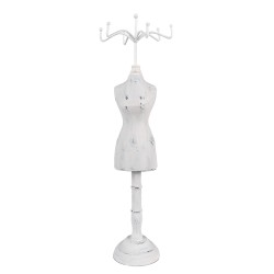 Clayre & Eef Jewelry stand 12x12x39 cm White Wood Iron