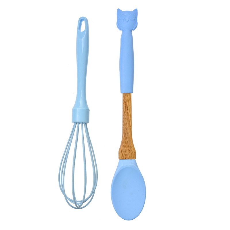 Clayre & Eef Kitchenware set of 2 Owl 29x5 / 26x6 cm Blue Silicone