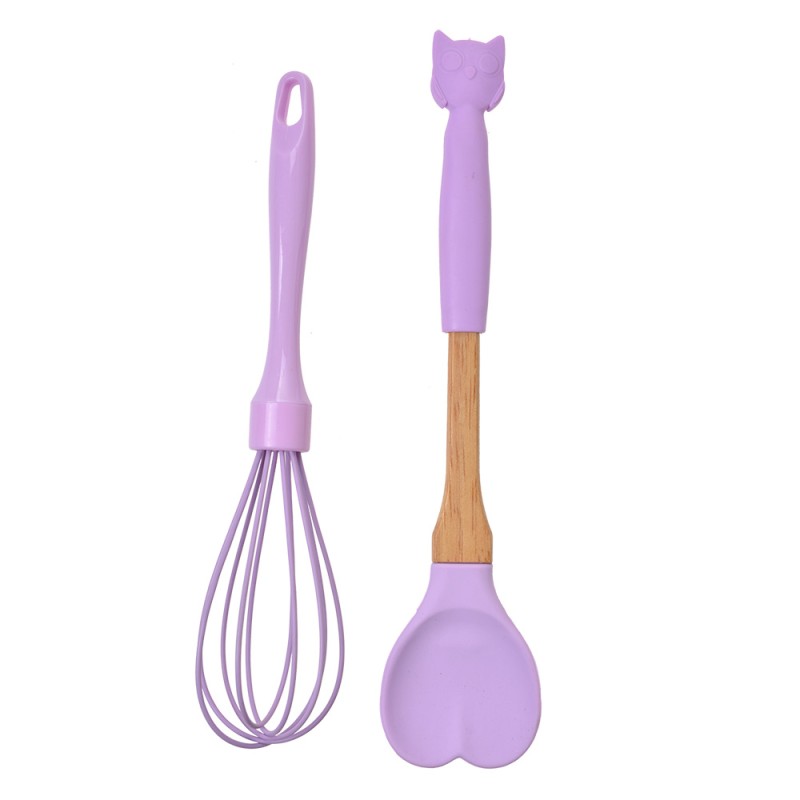 Clayre & Eef Kitchenware set of 2 Owl 28x6 / 26x6 cm Purple Silicone