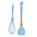 Clayre & Eef Kitchenware set of 2 Bird 29x6 / 26x6 cm Blue Silicone Heart-Shaped