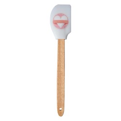 Clayre & Eef Spatule 29x6 cm Blanc Rose Silicone Coeur