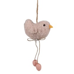 Clayre & Eef Pendentif de Pâques Poussin 14 cm Rose Tissu