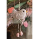 Clayre & Eef Easter Pendant Chick 14 cm Pink Fabric