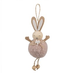 Clayre & Eef Ciondolo di Pasqua Coniglio 15 cm Rosa Tessuto