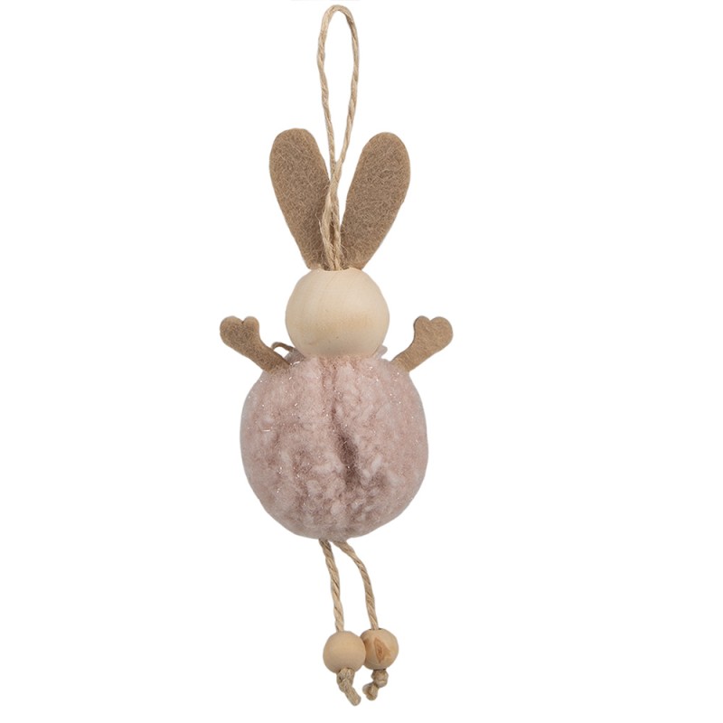 Clayre & Eef Easter Pendant Rabbit 15 cm Pink Fabric