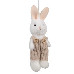 Clayre & Eef Easter Pendant Rabbit 14 cm White Fabric