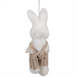 Clayre & Eef Easter Pendant Rabbit 14 cm White Fabric