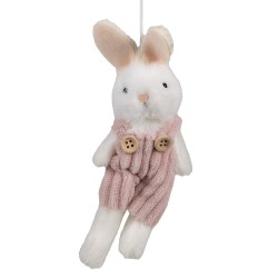 Clayre & Eef Easter Pendant Rabbit 14 cm White Fabric