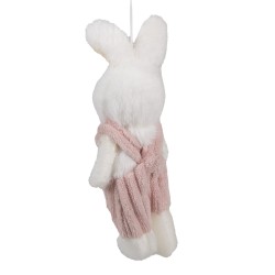 Clayre & Eef Ciondolo di Pasqua Coniglio 14 cm Bianco Tessuto