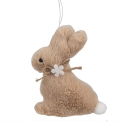 Clayre & Eef Easter Pendant Rabbit 10 cm Brown Cotton