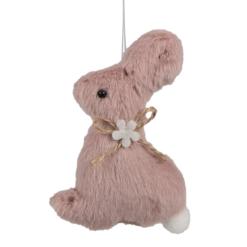 Clayre & Eef Osteranhänger Kaninchen 10 cm Rosa Baumwolle