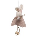 Clayre & Eef Pendentif de Pâques Lapin 16 cm Rose Coton