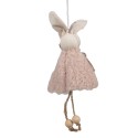 Clayre & Eef Pendentif de Pâques Lapin 16 cm Rose Coton