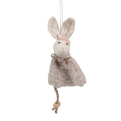 Clayre & Eef Pendentif de Pâques Lapin 16 cm Beige Coton