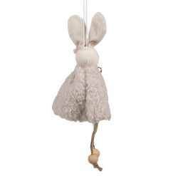 Clayre & Eef Pendentif de Pâques Lapin 16 cm Beige Coton