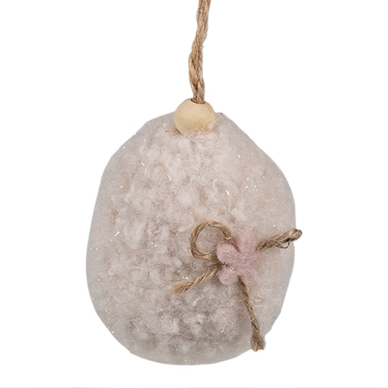 Clayre & Eef Pendentif de Pâques Œuf 7 cm Beige Tissu