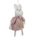 Clayre & Eef Ciondolo di Pasqua Coniglio 13 cm Rosa Tessuto