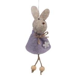 Clayre & Eef Ciondolo di Pasqua Coniglio 13 cm Viola Tessuto