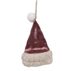 Clayre & Eef Christmas Ornament Christmas hat 13 cm Pink Fabric