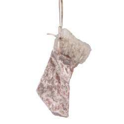 Clayre & Eef Christmas Ornament Christmas Stocking 14 cm Pink Synthetic