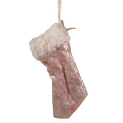 Clayre & Eef Weihnachtsanhänger Weihnachtsstrumpf  14 cm Rosa Synthetisch