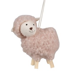 Clayre & Eef Easter Pendant Sheep 8 cm Pink Synthetic