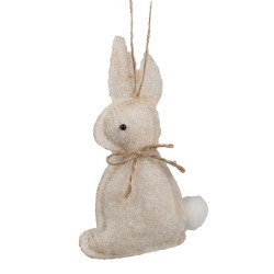 Clayre & Eef Ciondolo di Pasqua Coniglio 10 cm Beige Cotone