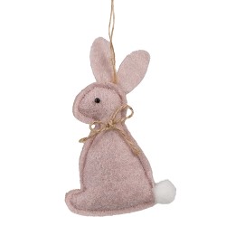 Clayre & Eef Ciondolo di Pasqua Coniglio 10 cm Rosa Cotone