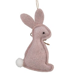 Clayre & Eef Easter Pendant Rabbit 10 cm Pink Cotton