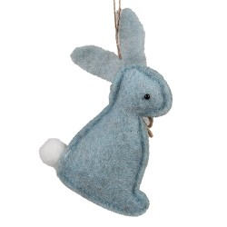 Clayre & Eef Pendentif de Pâques Lapin 10 cm Bleu Coton