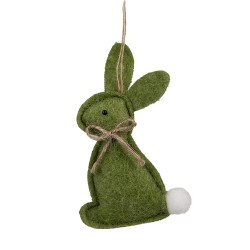 Clayre & Eef Easter Pendant Rabbit 10 cm Green Cotton