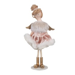 Clayre & Eef Dekorationsfigur Engel 18 cm Rosa Baumwolle Polyester