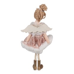 Clayre & Eef Decorative Figurine Angel 18 cm Pink Cotton Polyester