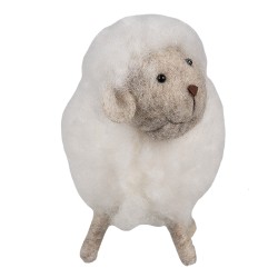 Clayre & Eef Decoratie Beeld Schaap 14 cm Wit Synthetisch