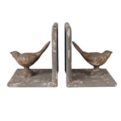 Clayre & Eef Bookends Set of 2 26x15x16 cm Grey Iron Birds