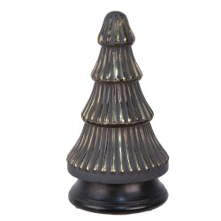 Clayre & Eef Christmas Decoration Christmas Tree Ø 14x25 cm Grey Gold colored Glass Wood