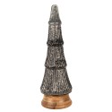 Clayre & Eef Christmas Decoration Christmas Tree Ø 15x44 cm Silver colored Black Glass Wood