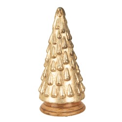 Clayre & Eef Christmas Decoration Christmas Tree Ø 15x32 cm Gold colored Glass Wood