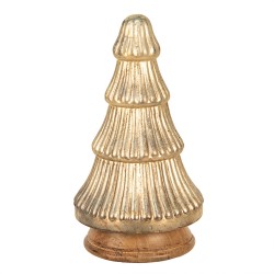 Clayre & Eef Christmas Decoration Christmas Tree Ø 13x25 cm Gold colored Glass Wood